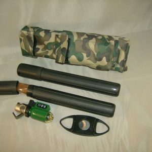 Camo Bag 2 Tube Cigar holder steel cutter and lighter